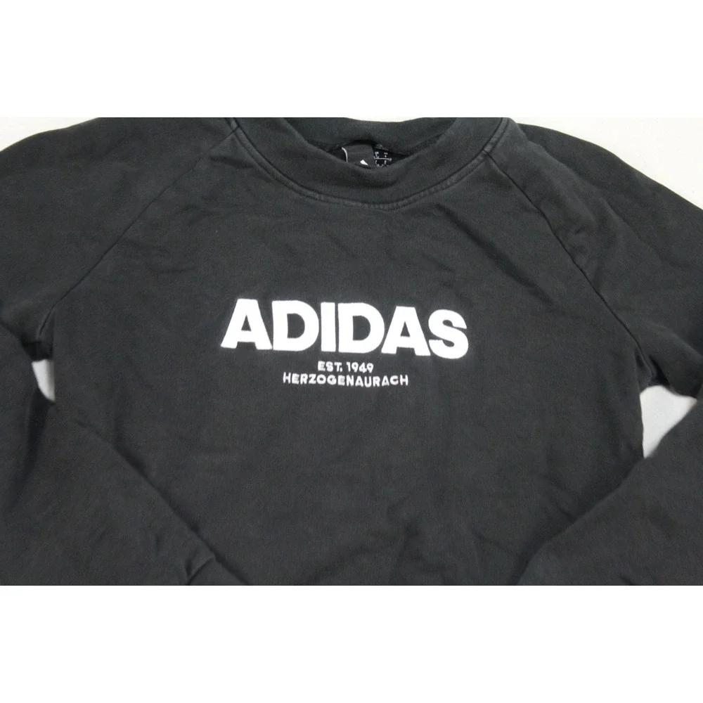Adidas Boy Black Sweater Spell Out Long Sleeve Casual Size Small